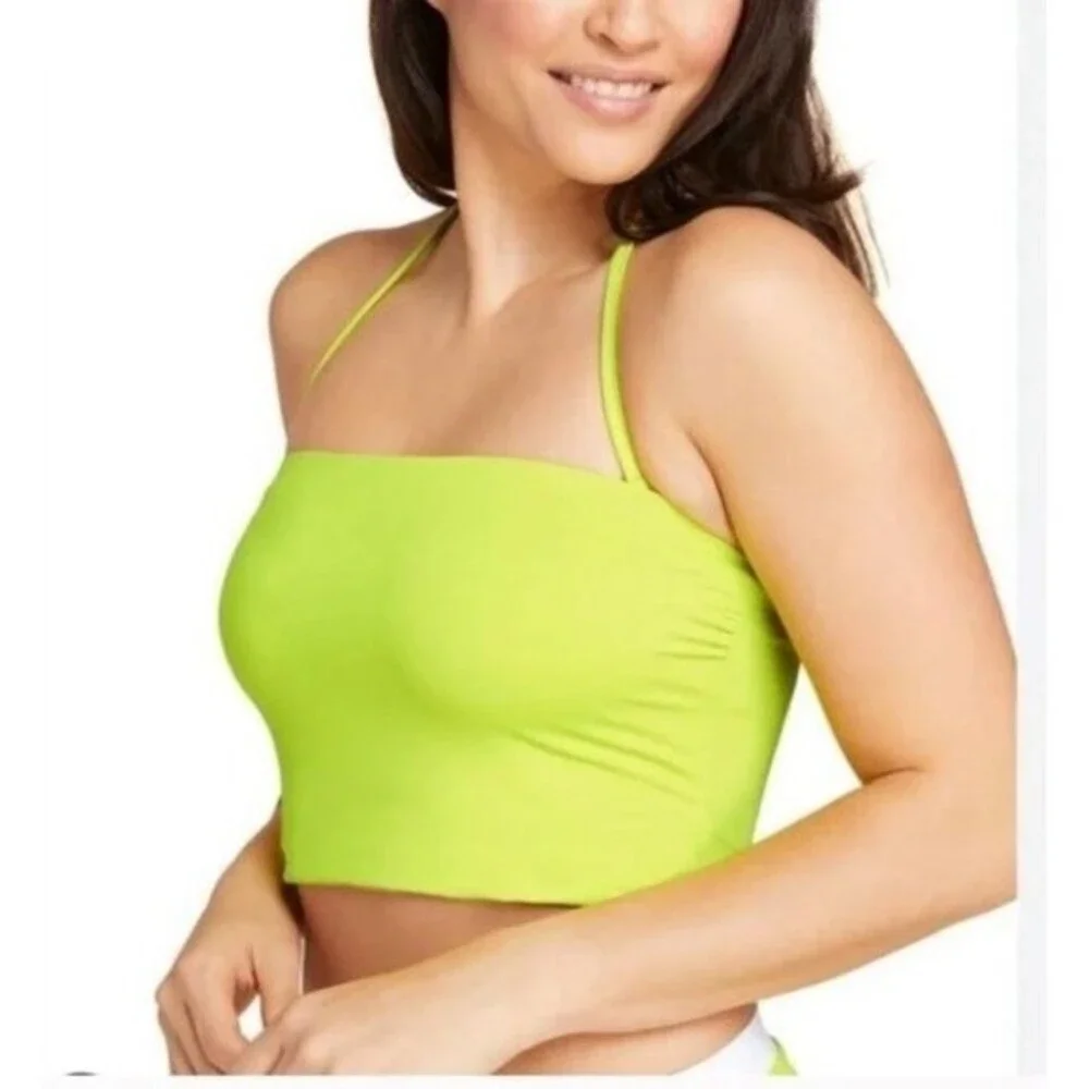Andie Swim Top Womens Medium Lime Green The Aruba Bandeau Convertible NWT